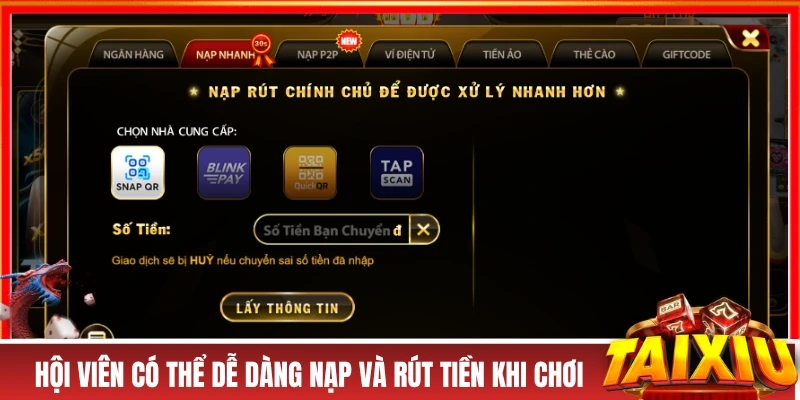 Tài Xỉu Online | Điểm Đến Giải Trí Hàng Đầu Tải App Chơi Cực Ngầu Hội viên có thể dễ dàng nạp và rút tiền khi chơi